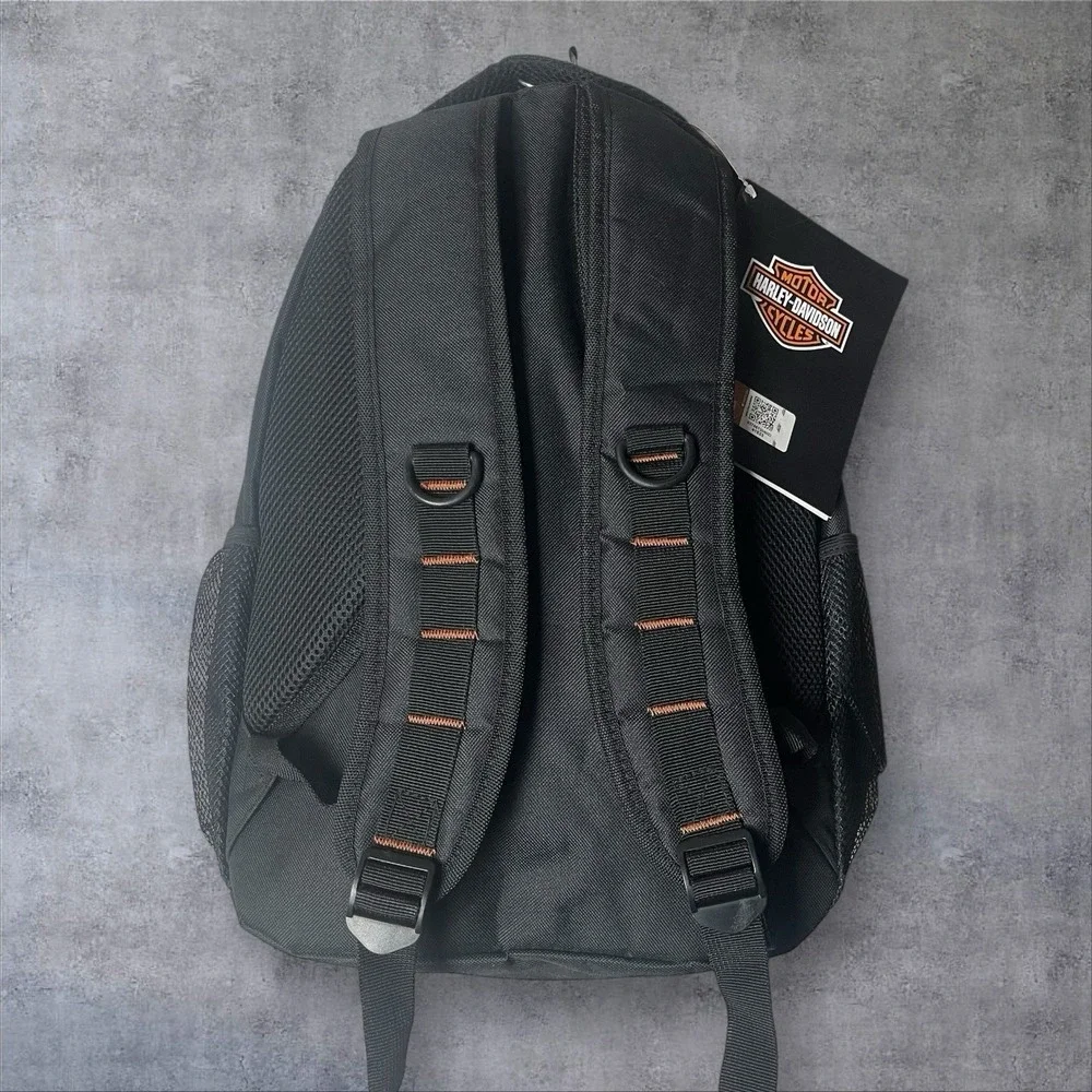 Harley-Davidson Bar & Shield Logo Patch Backpack Black Gray Orange School Travel
